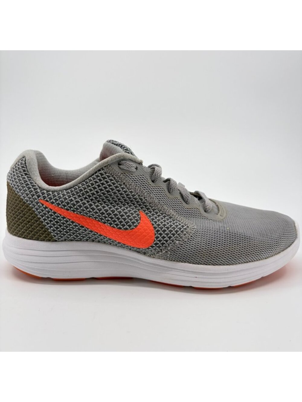 Nike Revolution 3 Womens Size 7.5 Gray Orange Athletic Running Shoes Sneakers